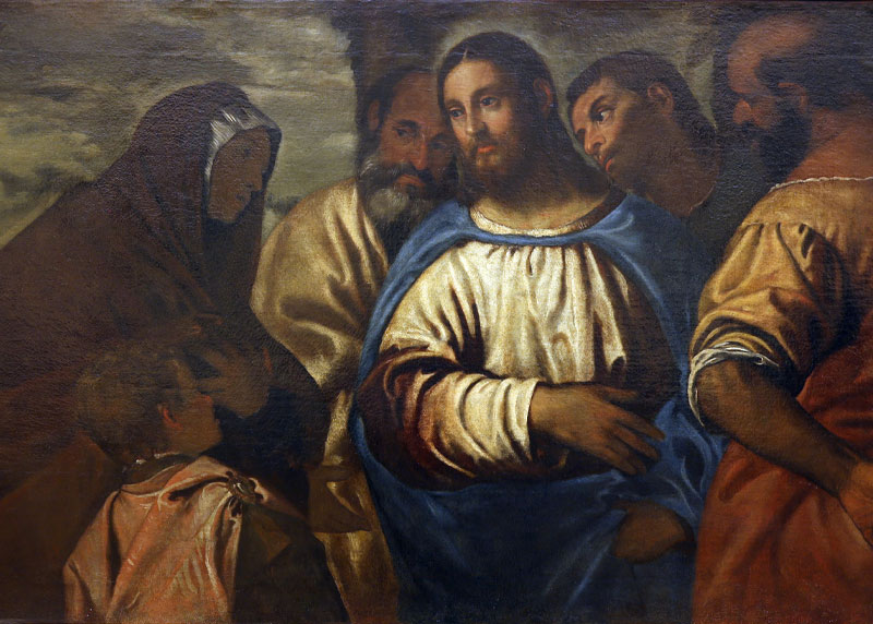 Old painting of Christ And Wife Of Zebedee