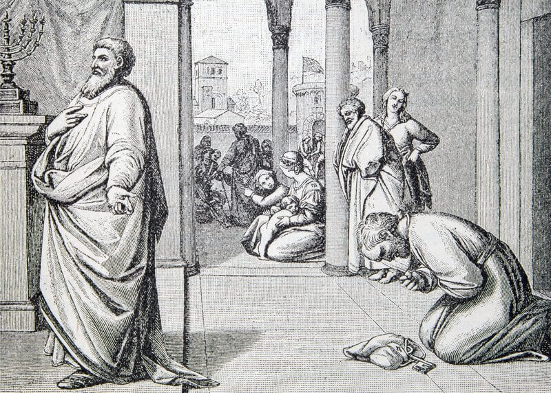 Self-righteous Pharisee was not justified by God, but the sinful tax collector was