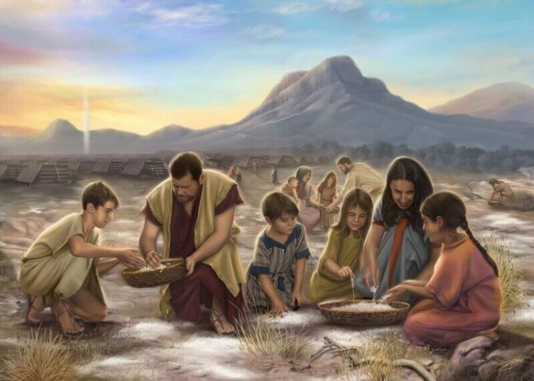 One of the Old Testament stories when the Israelites collecting manna in the wilderness