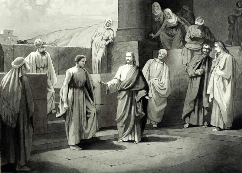 Jesus teaching in the temple area: "All the Father gives me will come to me" (from John 6)
