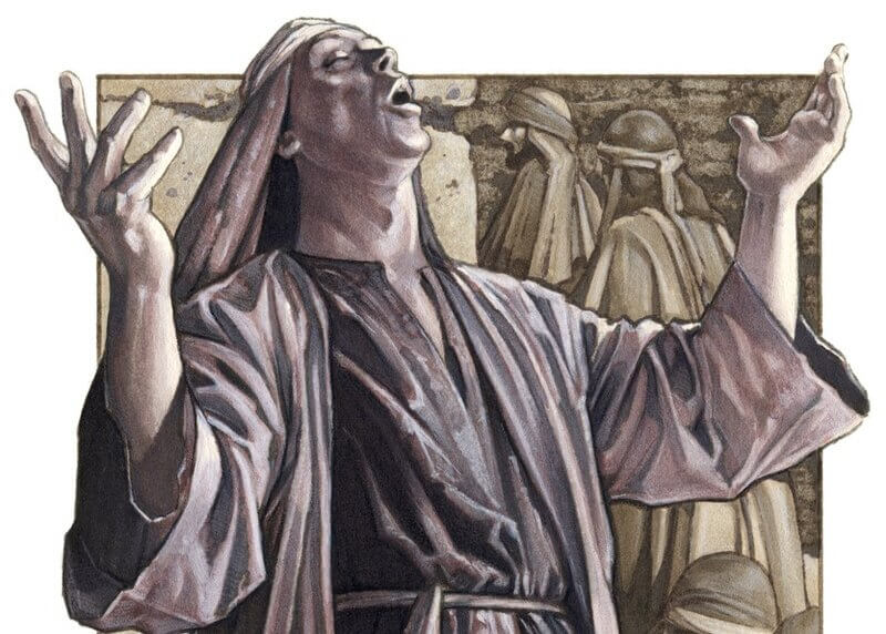 Hypocrite praying dramatically in public for his acts of devotion to be seen by others